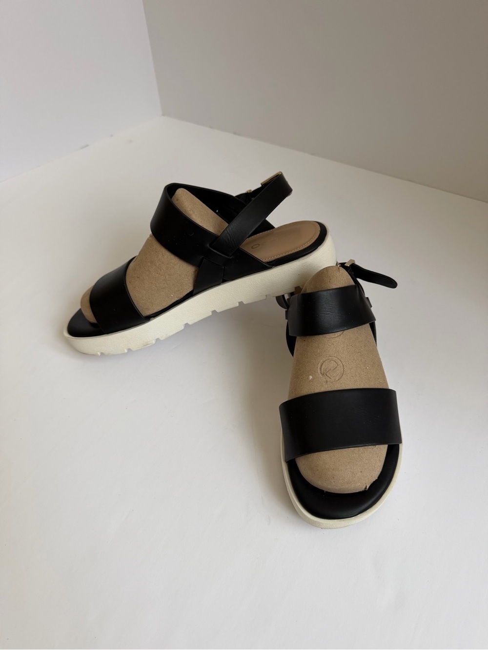ALDO Dwylia Black Leather Flatform Sandals Sz 7.5